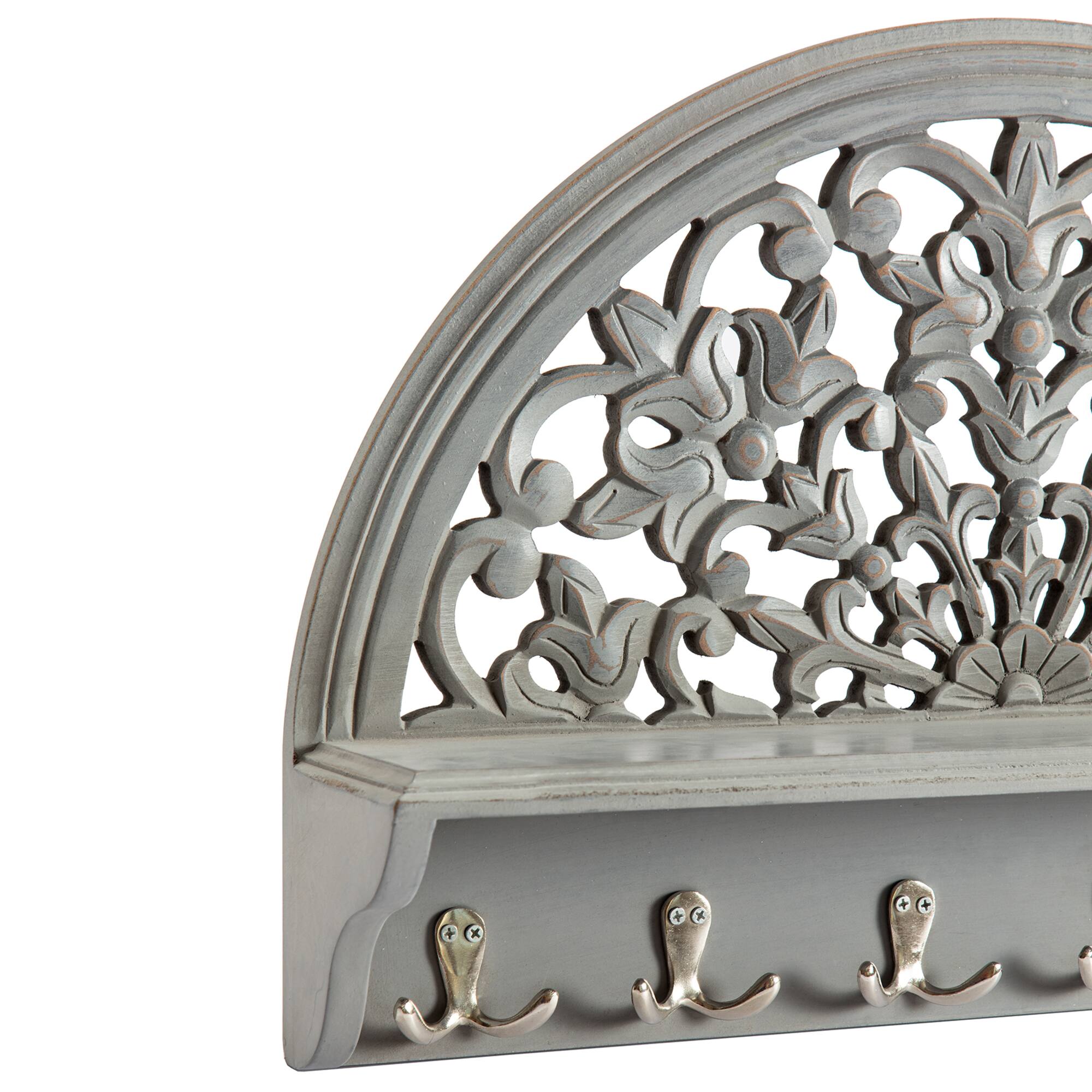 Habitat Round Decorative Gray Carved Wall Hanging
